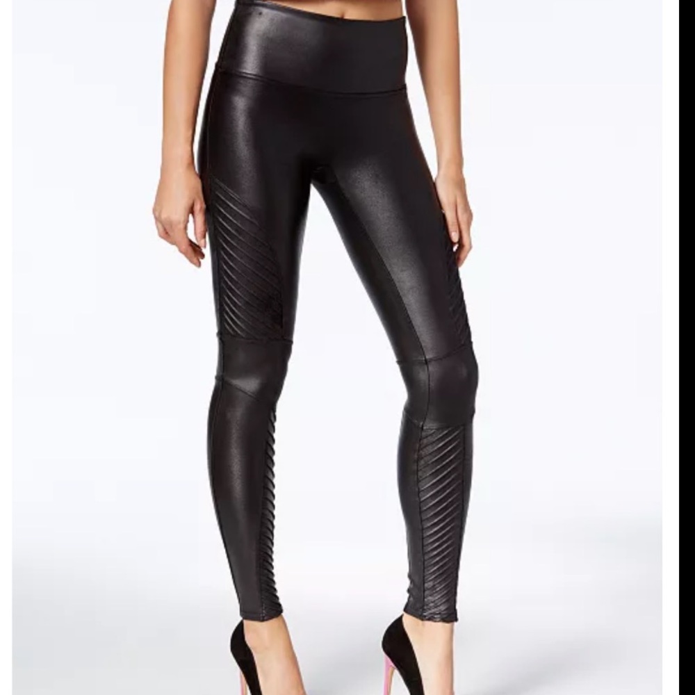 Spanx Faux Leather Moto Leggings Sz/L